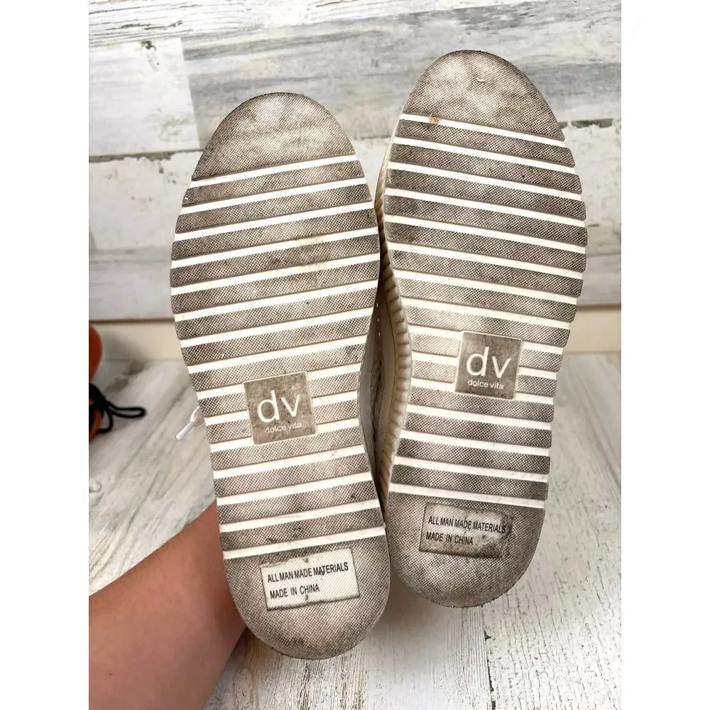 Dolce Vita Womens 9.5 Becky Platform Crochet Sneakers Chunky Coastal White